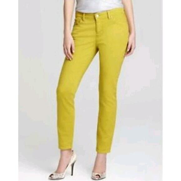 Eileen Fisher Parrot Yellow Skinny Ankle Organic Cotton Casual Mature Jeans 10 - Picture 1 of 11